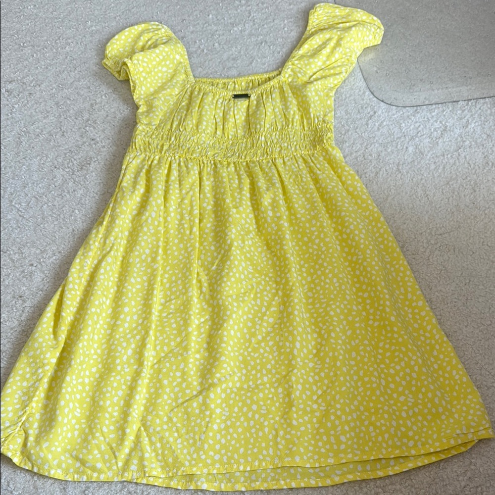 Billabong Yellow Sundress with Puff Cap Sleeves and Square Neck